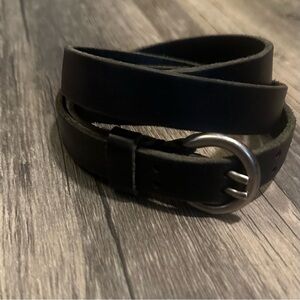 Genuine leather size small thin black belt